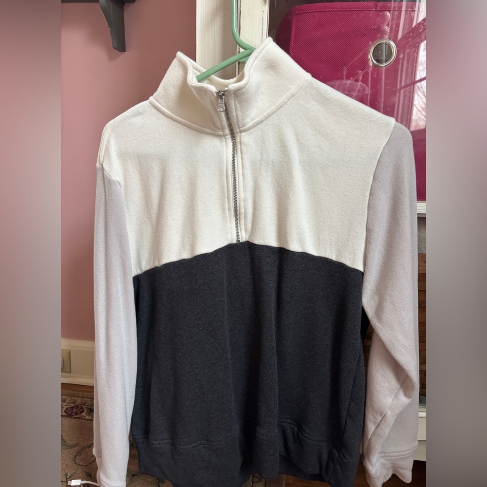 J Crew Factory Women’s Colorblock  Half Zip Sweatshirt - Size Medium
